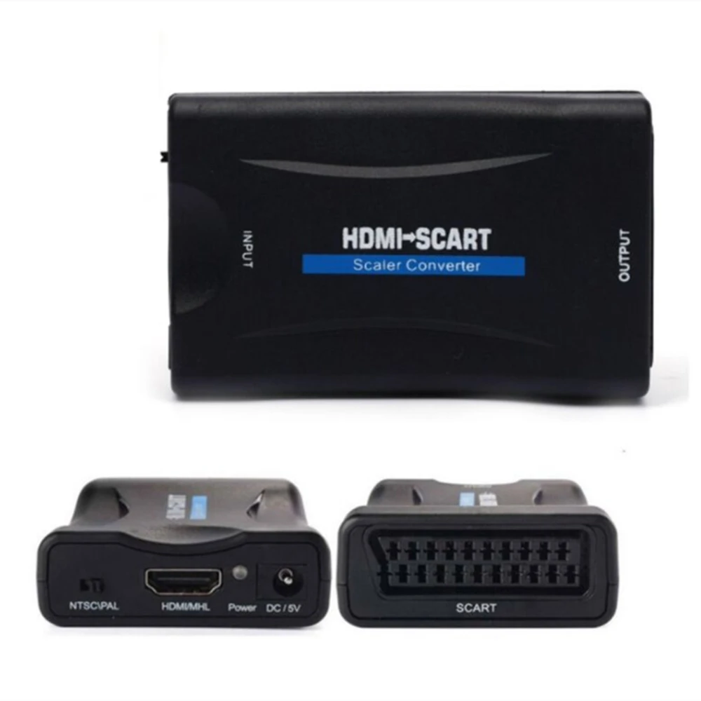 1080P HDMI-compatible to SCART Video Audio Upscale Converter AV Signal Adapter HD Receiver TV DVD with USB Power Plug Box | Электроника