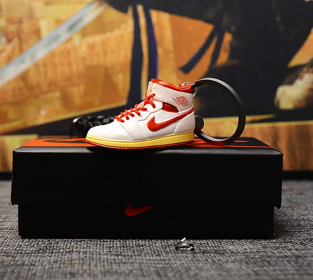 a shoe w rope Дропшиппинг aj1 offwhite Chicago Unc брелок в виде кроссовка Air Jordan 1 3D мини-кроссовки запатентованный спортивный обувной брелок с кроссовком - Цвет: a shoe w rope