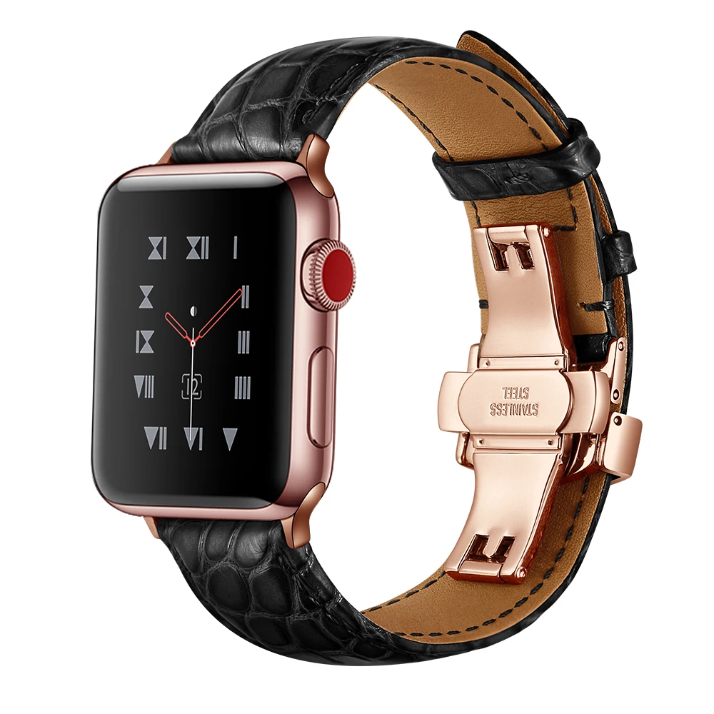 Ремешок из крокодиловой кожи для Apple Watch Band 42 мм 38 4 44 браслет iWatch Series 5 3 2 1|Ремешки