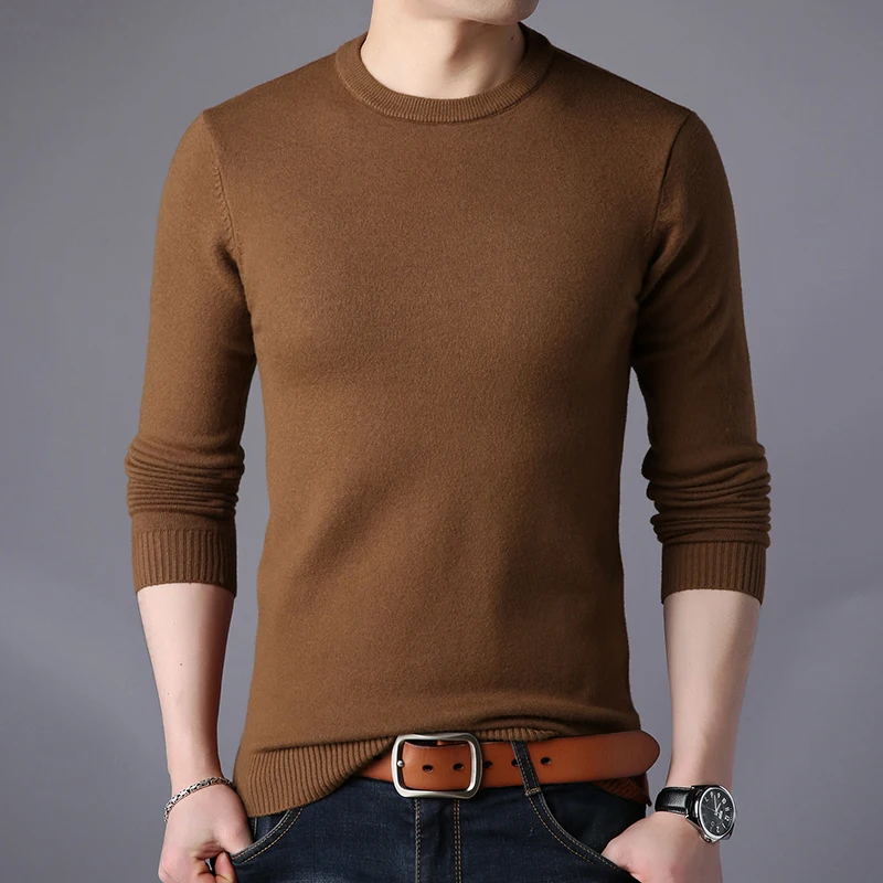 Повседневный мужской свитер бренд Slim Fit O шеи сплошной цвет пуловеры модный длинный рукав мужской вязаный плюс размер трикотаж