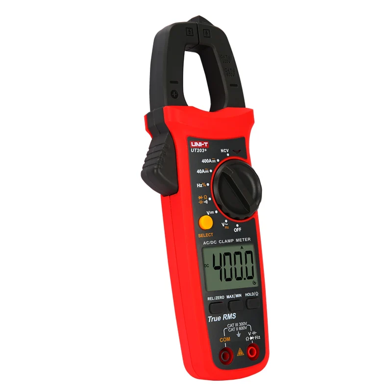 UNI-T UT203+ 400A цифровой клещи Ture RMS Макс/мин AC DC Ток Напряжение Емкость тестер сопротивления