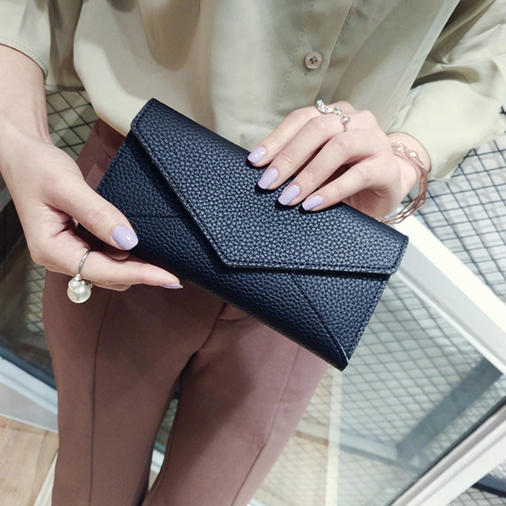 Women Wallets Multifunction PU Leather Wallets Simple Zipper Purses Long Section Clutch Wallet Soft PU Leather Money Bag 815