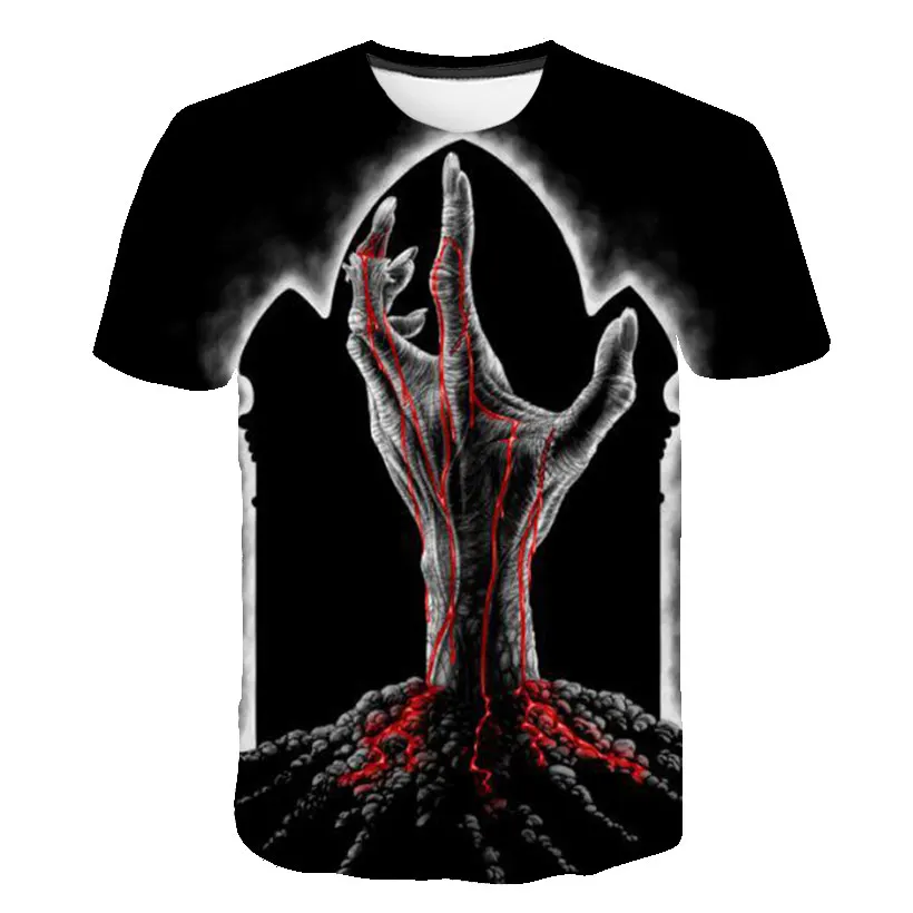 New Skull T Shirt Men Women 3D Print Fire Skull T-shirt Short Sleeve Hip-Hop Tees Summer Tops Cool t shirt Halloween Shirt - Цвет: 5076