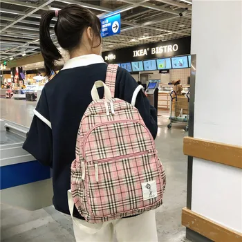 

2020 New Korean Backpack Women's Casual Fashion Plaid Student Large Capacity Backpack Ladies