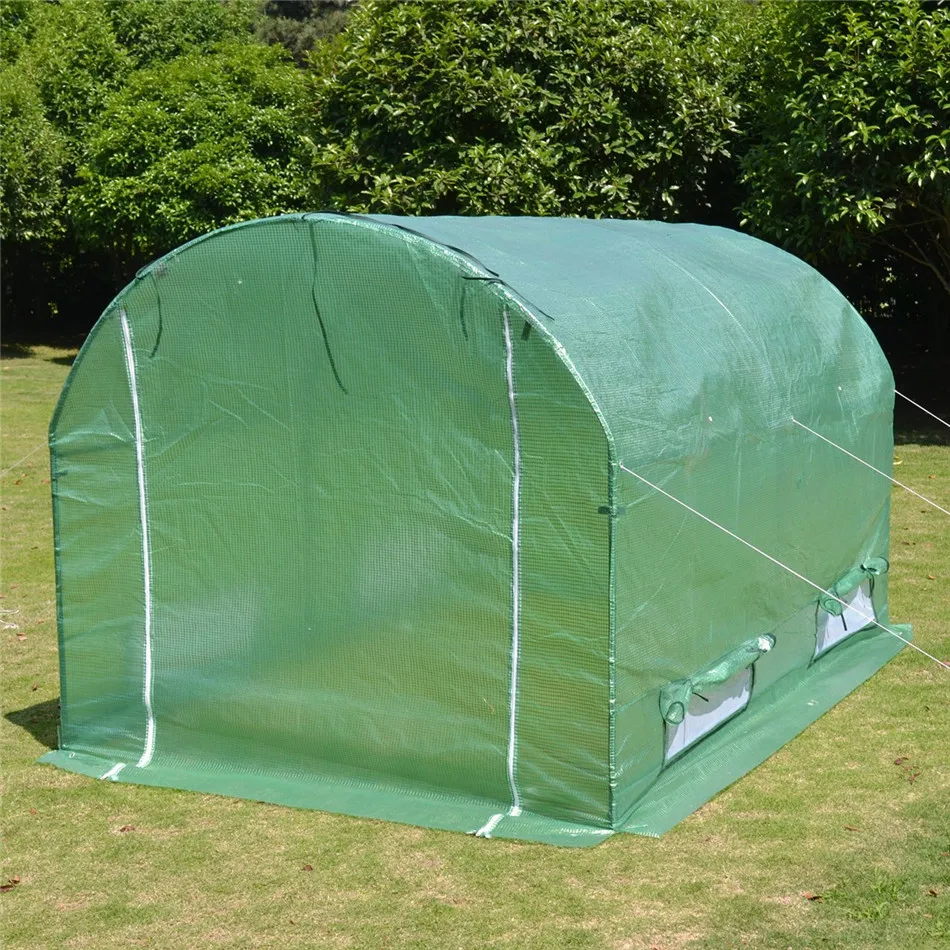 AULAYSED тоннель теплицы 10' X7'X6' большой изоляционный Садовый дом Прочный 2 двери большая птица борьба с вредителями с железной подставкой