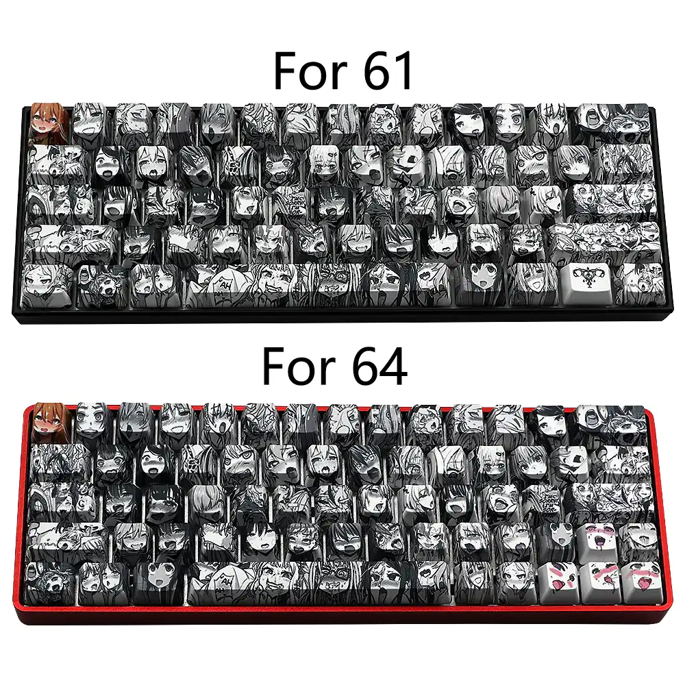 Pbt 71 Key Ahegao Keycap Dye Sublimation Oem Profile Japanese Anime Keycap For Cherry Gateron Kailh Switch Gk61 Gk64 Keyboard Keyboards Aliexpress