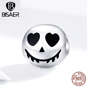

Halloween Jewelry BISAER 925 Sterling Silver Scary face Ghost Rock Skull Charms Beads fit Charm Bracelets Halloween Gift ECC1359