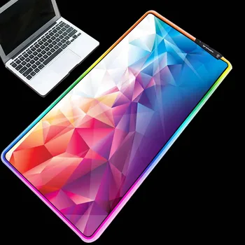 

Yuzuoan RGB colorful geometric art pattern mouse pad custom LED cool marquee backlit table pad gaming mouse pad