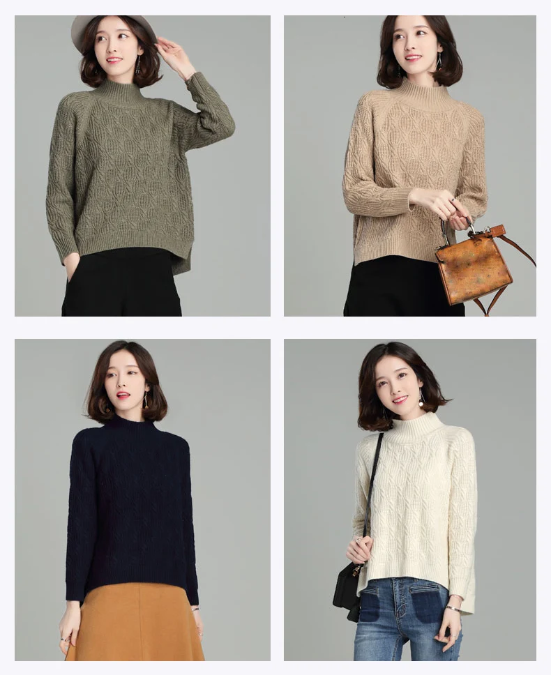 autumn and Winter new Casual Knitted Turtleneck Sweaters Womens Fashion Loose Thick Pullovers Sweaters women