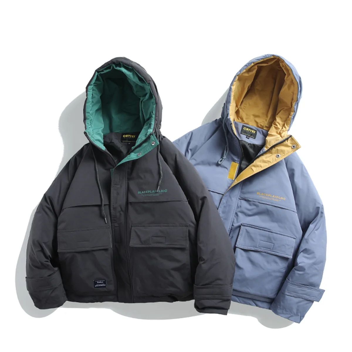 Luoye luo ye Winter New Style Japanese-style Origional Two-color Hooded Unisex Japanese-style Casual Cotton-padded Clothes