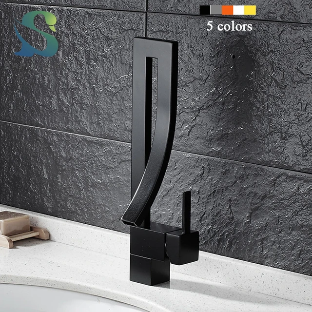 Llave De Grifo Monomando Lavabo Cascada Acabado Niquel Negro