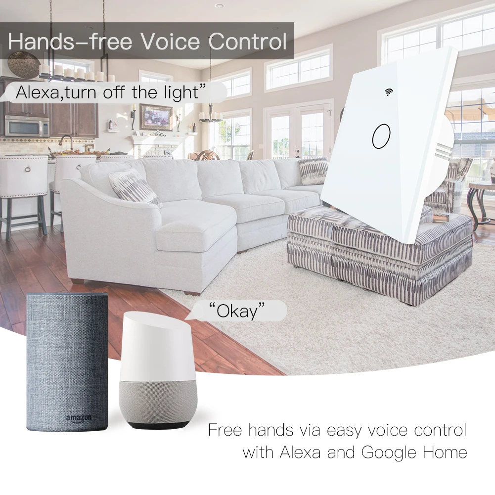  WiFi Smart Glass Panel Switch Tuya App Remote Control Work With Alexa Echo Google Home RF433 EU Typ - 4000098875281
