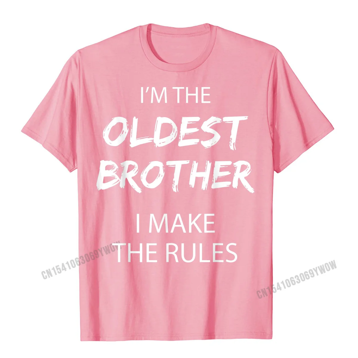 Crazy T Shirts Customized Short Sleeve Hot Sale O-Neck 100% Cotton Tops & Tees Comics Tee Shirt for Men Summer/Fall Oldest Brother I Make the Rules Matching Funny Sibling T-Shirt__828 pink