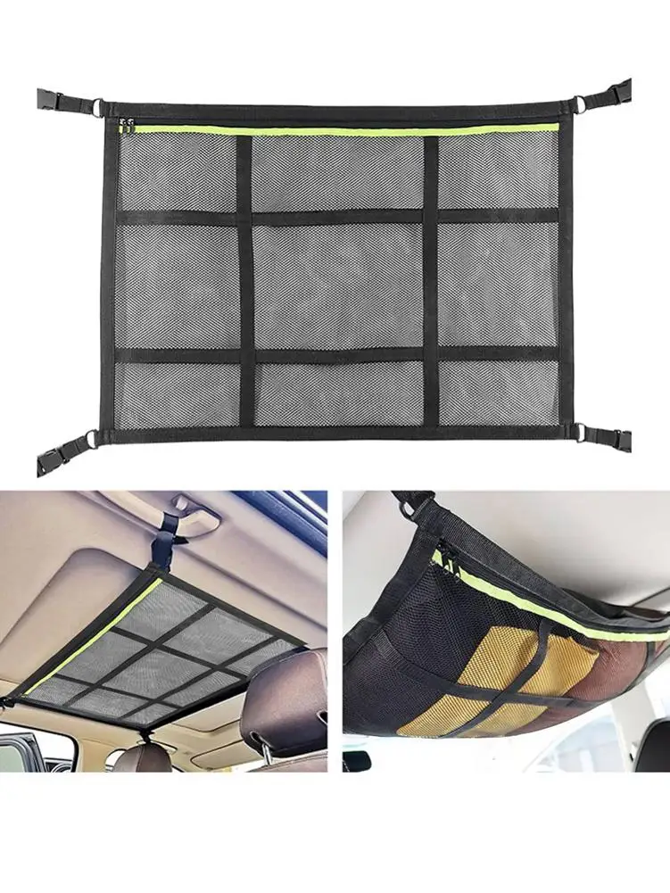 Карманная сетка для груза на потолок автомобиля регулируемый двухслойный