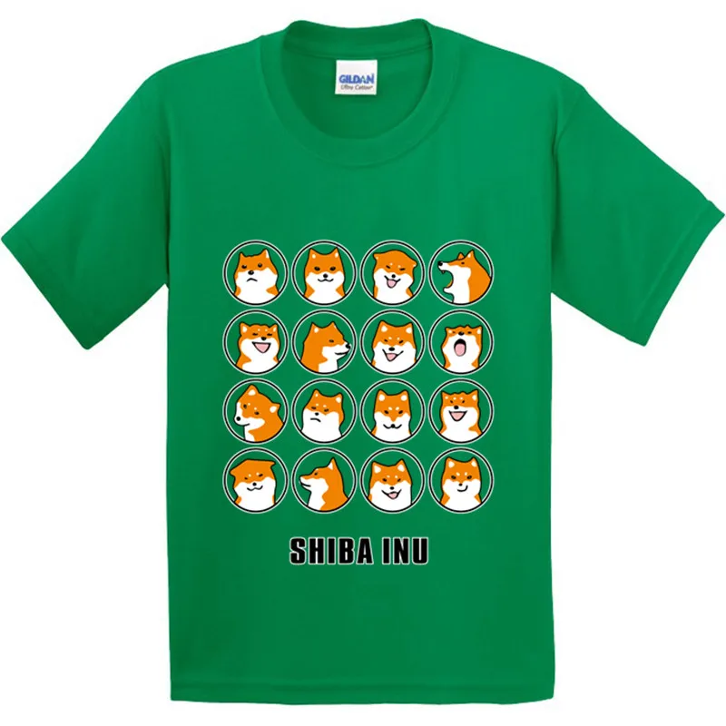 Хлопок, дети, shiba Inu Doge смешные футболки для детей с милой собачкой; летняя одежда для мальчиков и девочек; топы с короткими рукавами футболка, GKT016