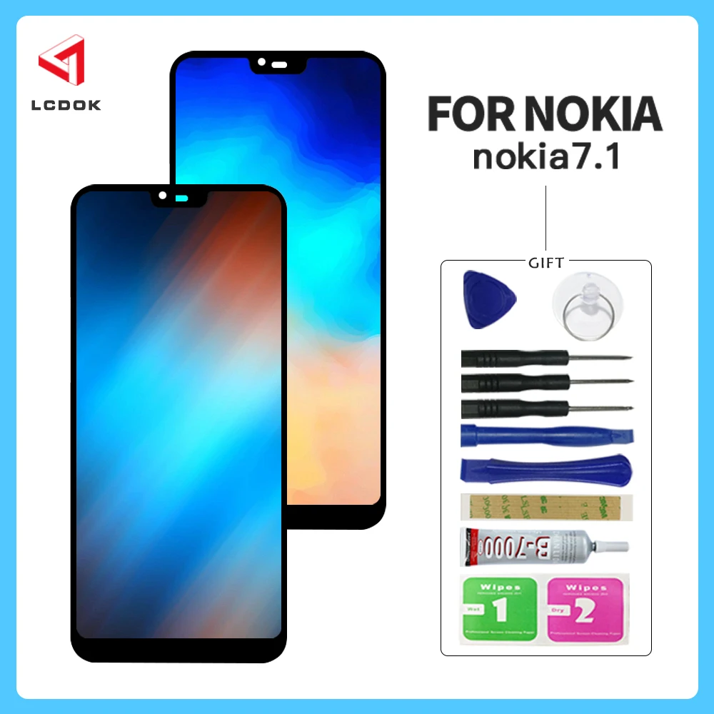 Протестированный экран для Nokia 7,1 TA-1100 TA-1096 TA-1095 TA-1085 TA-1097 ЖК-дисплей кодирующий преобразователь сенсорного экрана в сборе части панели