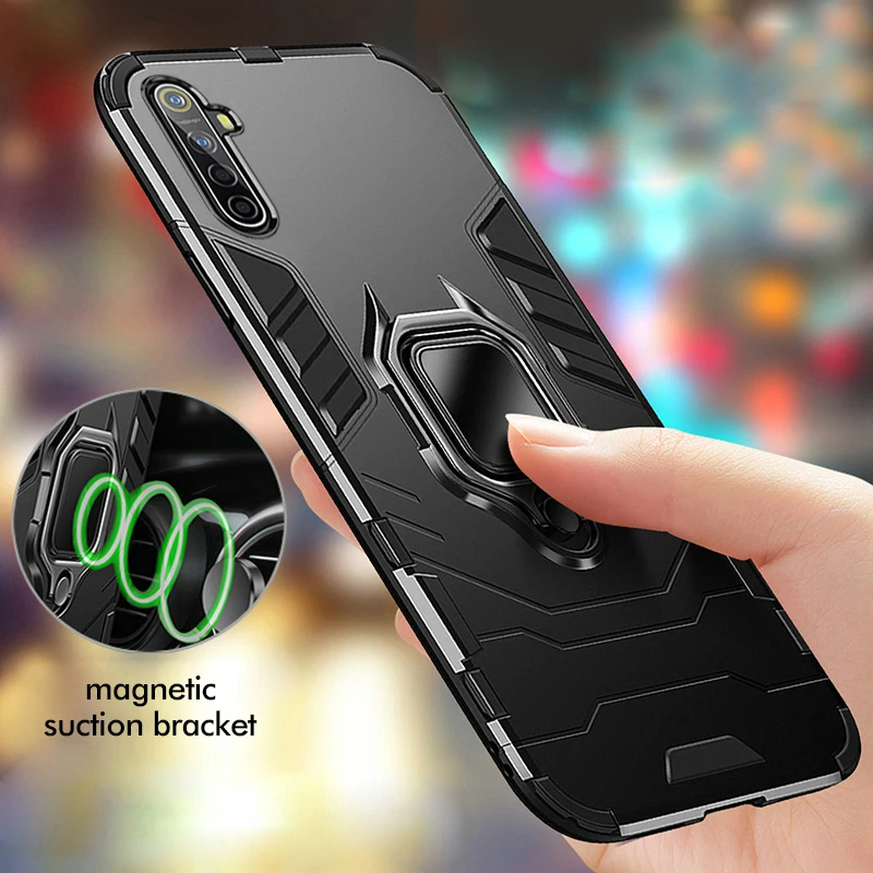 Противоударный армированный чехол для realme xt x2 pro, подставка, держатель, автомобильный кольцевой чехол, чехол для oppo reno 2 2z ACE realme 3 5 pro k5, задняя крышка