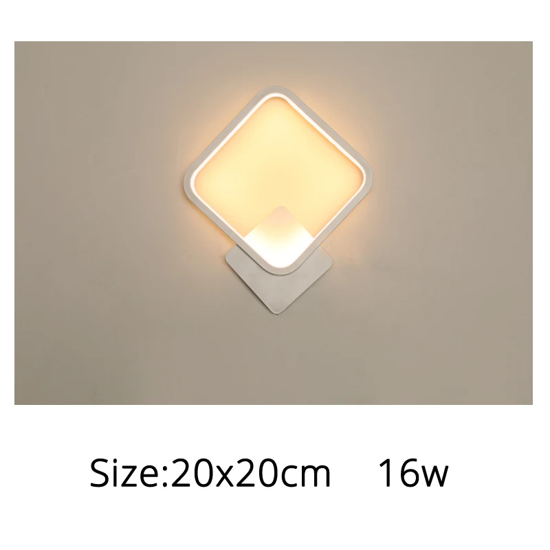 Square 20x20cm Круглый/квадратный настенный светильник для гостиной, спальни, коридора, белого и черного цвета, светодиодный настенный светильник, светодиодный настенный светильник квадратной формы - Цвет абажура: Square 20x20cm