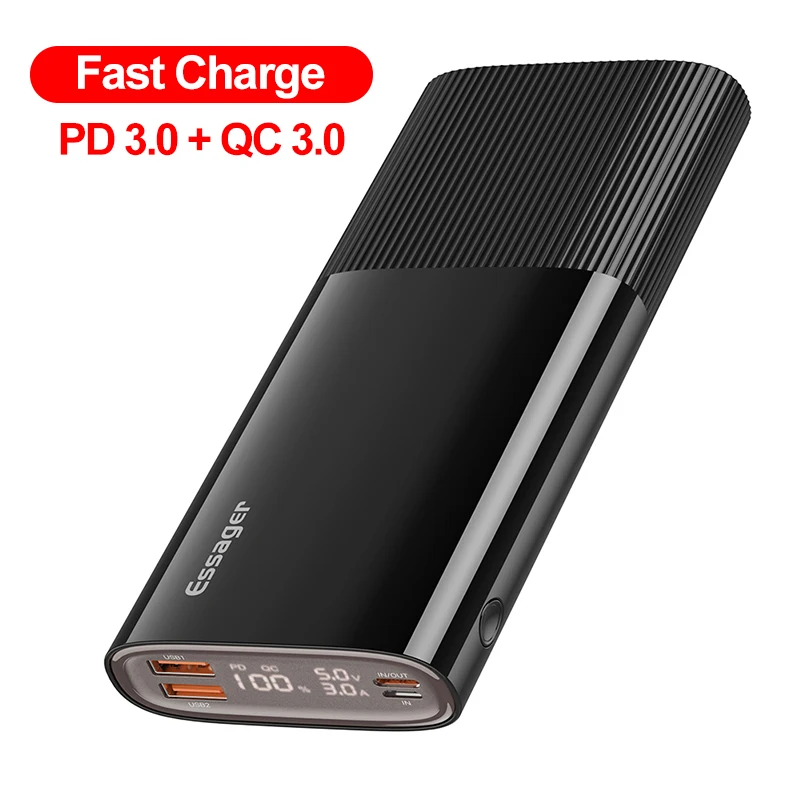 Essager 20000mAh Power Bank LED USB Quick Charge Powerbank 20000mah Type C External Battery Charger Portable Charging Poverbank anker powercore 20000 Power Bank