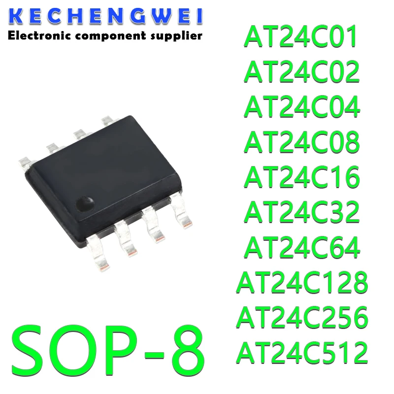 10pcs At24c01 At24c02 At24c04 At24c08 At24c16 At24c32 At24c64 At24c128 ...