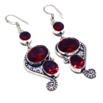 

Garnet Silver Overlay on Copper Earrings, 70 mm, E4791