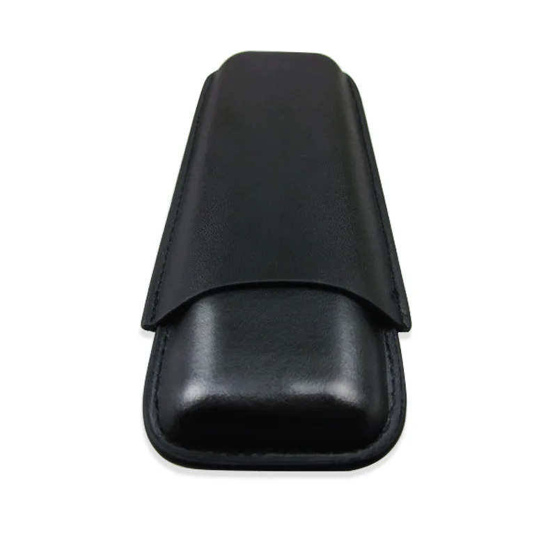 Кожаный чехол для сигар Humidor черный высококачественный держатель 2 трубок