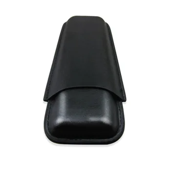 

Leather Cigar Case Humidor Black High-end 2 Tube Holder Travel Accessories Pocket ette Storage Portable Box