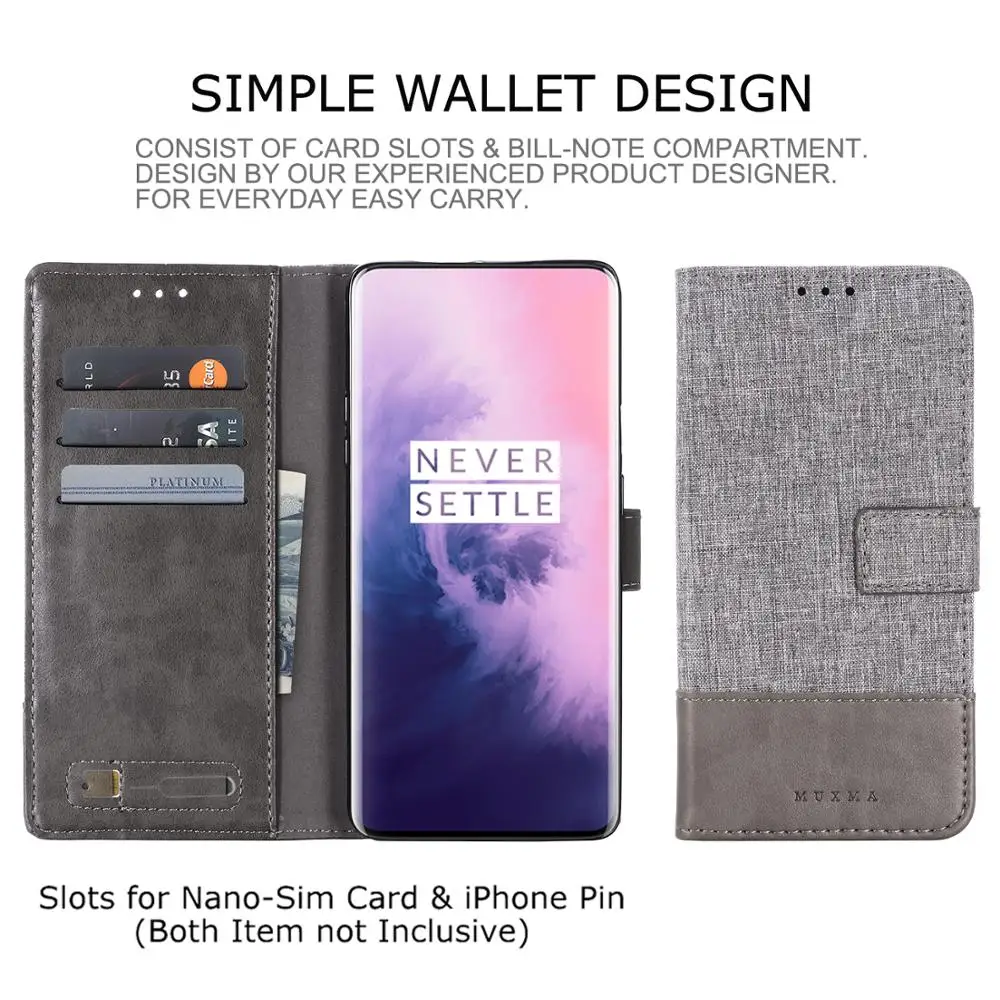 Чехол-Кошелек для Oneplus 7 Pro Oneplus 6T 6 Чехол из ткани PU кожаный чехол-подставка кармашки для карт откидная крышка для Oneplus 5T 5 3t 3 Чехол