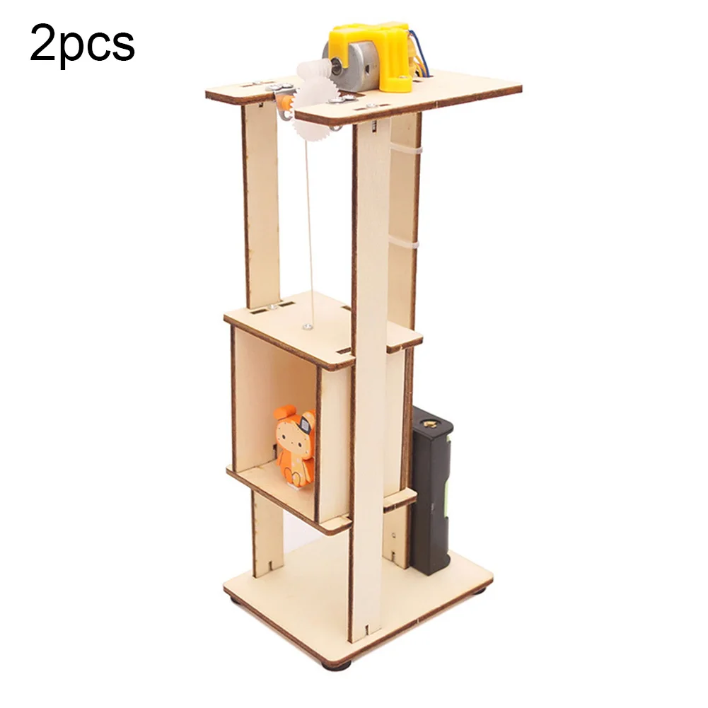  2Pcs DIY Assemble Electric Lift Model Science Experiment Education Kids Toy Intelligence Developmen