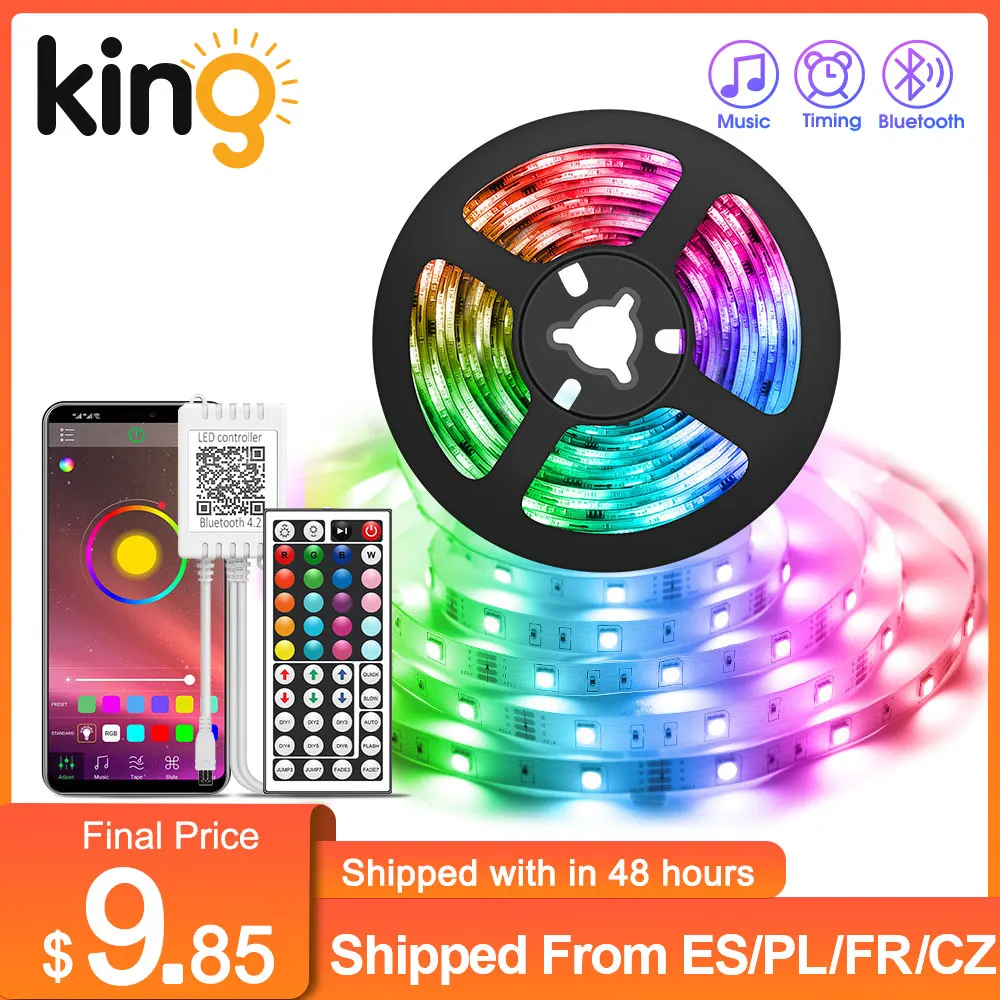

Светодиодная лента s, светодиодсветильник лента 5050 RGB с управлением через приложение и Bluetooth, с пультом дистанционного управления, цветная светодиодная лента, Светодиодная лента с музыкой и синхронизацией цветов для спальни