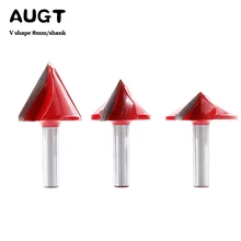 

AUGT 60/90/120 Degrees V Shape Engraving Bit 8mm Shank V Groove Wood Router Bit Tungsten Carbide End Mill Chamfer Milling Cutter