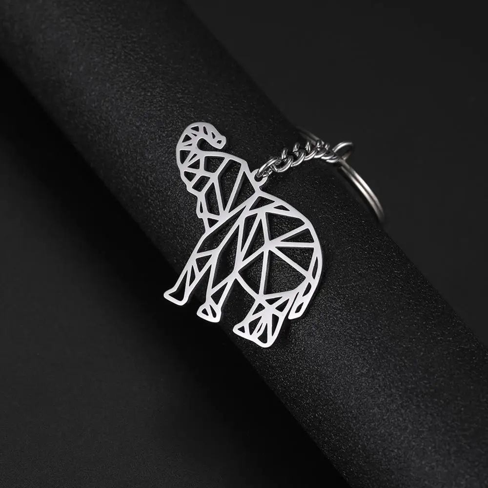 

My Shape King Ring Elephant 316L Stainless Steel Animal Key Chain Cut Out Hollow Pendant Jewelry Keyholder Gift For Men Women