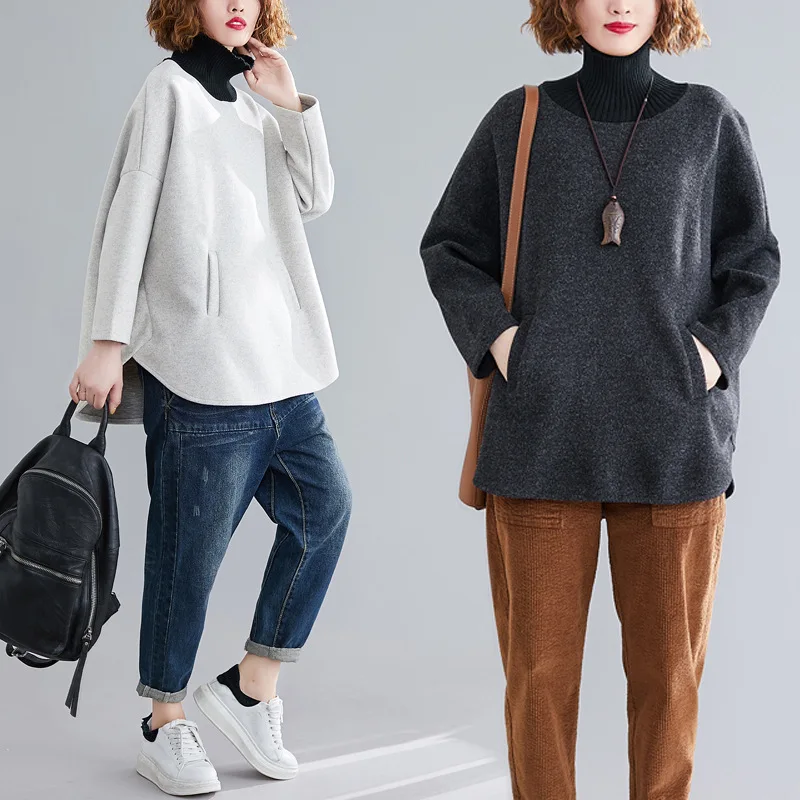 

Large Austrian WOMEN'S Dress 2019 Autumn And Winter New Style Large Size Slimming Western Style by Age High Collar Woolen Long S