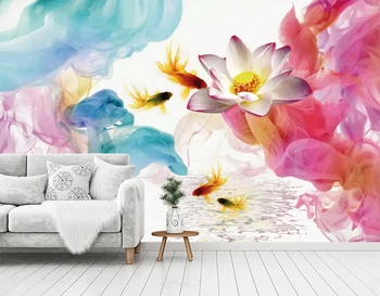 

[Self-Adhesive] 3D Goldfish And Lotus 710233 Wall Paper mural Wall Print Decal Wall Murals