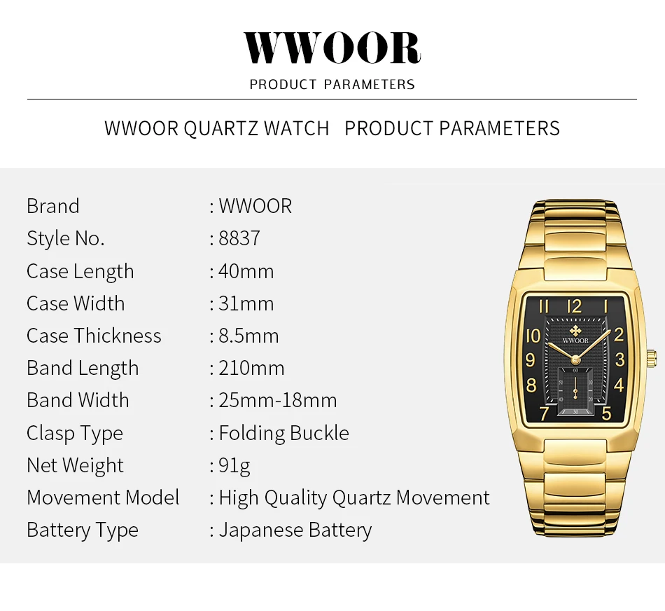 WWOOR Top Brand Luxury Fashion Stop Watches Mens 30ATM Waterproof Square Clock Casual Watch Mens Quartz Wrist Watch Reloj Hombre WWOOR Top Brand Luxury Fashion Stop Watches Mens 30ATM Waterproof Square Clock Casual Watch Mens Quartz Wrist Watch Reloj Hombre