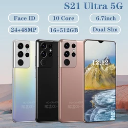 Téléphone portable 5G S21 Ultra, écran de 512 pouces, Smartphone, mémoire de 16GB et 6000 GB, batterie de 6.7 mAh, processeur 10 Core, Android 10, déverrouillage 4G 