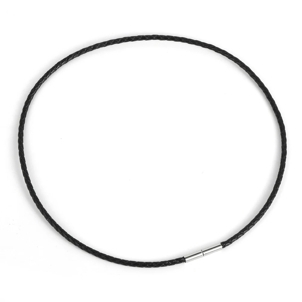 

Punk Rock Black Genuine Leather Necklace For Men Women 3mm Thin Leather With Stainless Steel Clasp Necklaces DIY Necklace Making