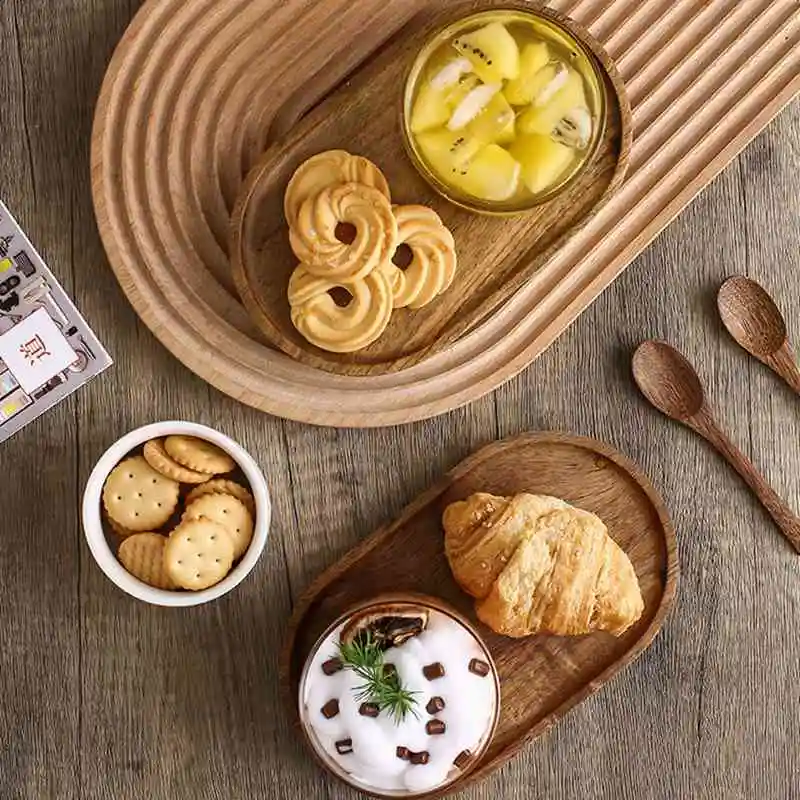 Mini Solid Wood Dessert Plate Japanese Style Serving Tray for Jewellery Key Saucer Trays Fruit Plate Storage Pallet Kitchen Deco 6