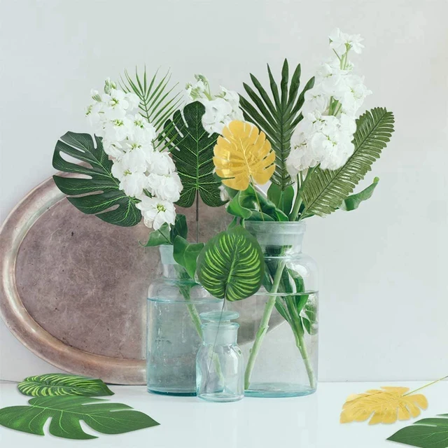 72 Pcs Mesterséges Pálma Trópusi Levelek Dzsungel Dekorációk A Tengerparti Baba Zuhany Esküvői Születésnapi Dekorációkhoz - Image 4