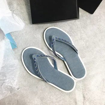 

flip flops women slippers summer 2020 female shoes woman flats shoes High-quality luxury CC brand Fashion chain size 35-40