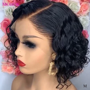 

Bob Lace Front Wigs Water Wave Lace Front Human Hair Wigs 13x4 Brazilian Short Bob Wig Pixie Cut Curly Human Hair Wig for Women