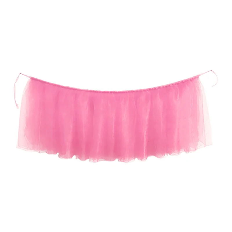 Tulle Table Skirt Gold Brim 3 Layer Round or Rectangle Tables Mesh Table Skirting Fluffy Elegant AUG889