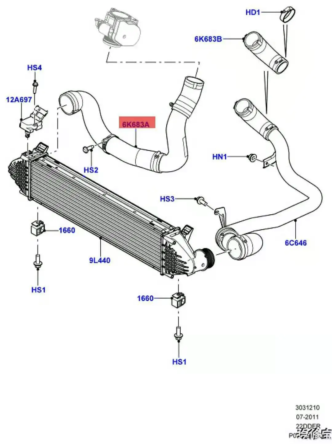 Турбо шланг Труба для Land Rover Freelander Mk2 2,2 TD4 2006- LR002589 LR066429 LR000927