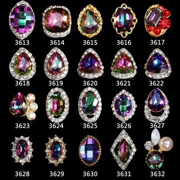 

Beautiful New 10pcs Crystal Colourful Volcano Nail Rhinestone Alloy Nail Art Decorations Glitter DIY Japan Nail Jewelry Supplies