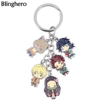 

Blinghero Anime Kimetsu no Yaiba Metal Pendant Keychain Key Chain Cartoon Pendant Keyring Key Holder BH0627