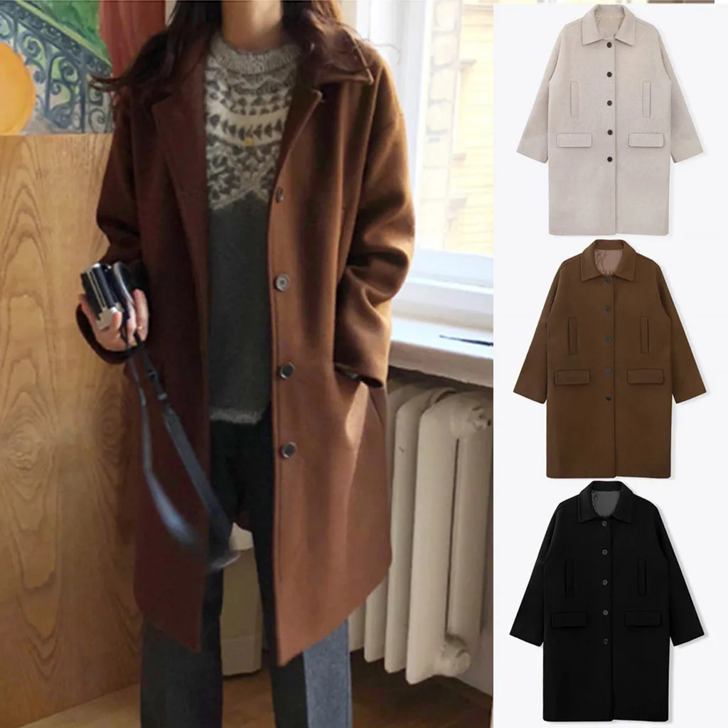 Chaquetas mujer зимнее женское пальто с квадратным воротником, прямое шерстяное Женское пальто средней длины на коленях, пальто abrigos mujer
