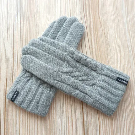 A05 Light gray Осенние модные, женские, шерстяные перчатки вязаное, тёплое, зимнее, теплые перчатки для вождения на открытом воздухе A05 - Цвет: A05 Light gray