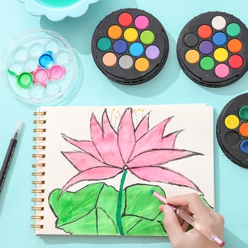 

12-color Colorful Gouache Paint Set Solid Watercolor Paint Box Portable Gouache Students Painting Tools