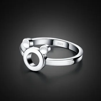 

Girl cute silver bijoux 925sterling silver ring Mickey design solid silver ring girl popular jewelry birthday gift Free shipping