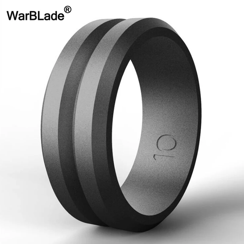 WarBLade New Food Grade FDA Silicone Rings 8mm V-groove Men Wedding Rubber Bands Hypoallergenic Flexible Silicone Finger Ring 3